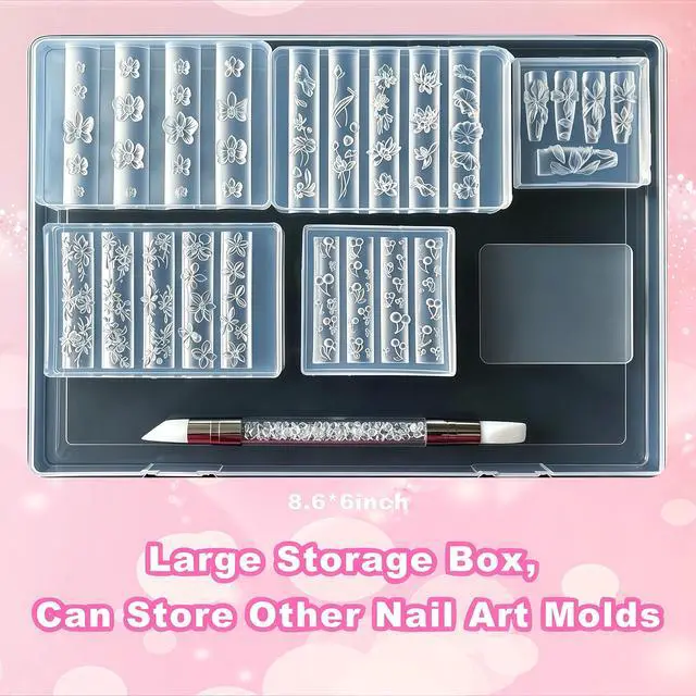 Alt view image 7 of 7 - 5Pcs 3D Flowers Nail Art Mold Arts Lotus Cherry Phalaenopsis Orchid Molds for Accessories Supplies Y2K Silicone Tools Nails