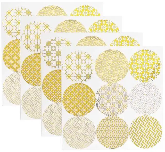 Main image of 12 Sheets Decorative Gold Circle Envelope Seals Stickers Gift Boxes Sticker Party Favor Bags Sticker Label Stickers Holiday Birthday Party Wedding Baby Shower Decorations (108 Pieces)
