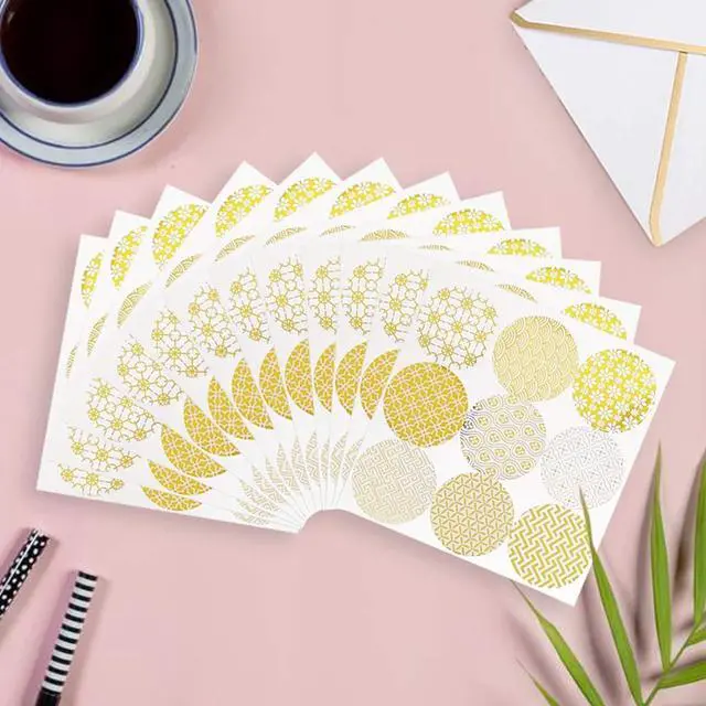 Alt view image 7 of 7 - 12 Sheets Decorative Gold Circle Envelope Seals Stickers Gift Boxes Sticker Party Favor Bags Sticker Label Stickers Holiday Birthday Party Wedding Baby Shower Decorations (108 Pieces)