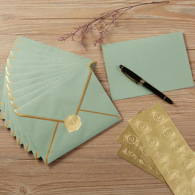 Alt view image 5 of 7 - 300 Pieces Embossed Gold Foil Stickers, Gold Heart-Love | For Envelopes, Wedding Invitations, Christmas Greeting Cards
