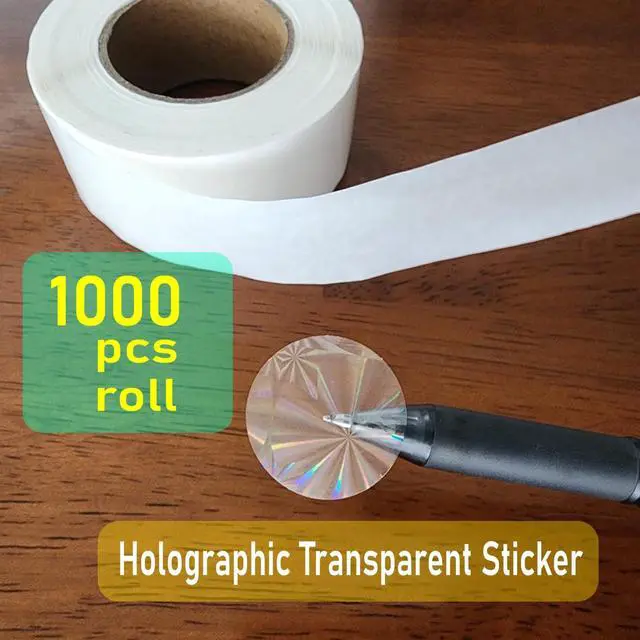 Alt view image 3 of 6 - 1 inch Transparent Seal Stickers. 1000 pcs Holographic Clear Sealing Stickers for Packaging, Envelopes, Gift Boxes