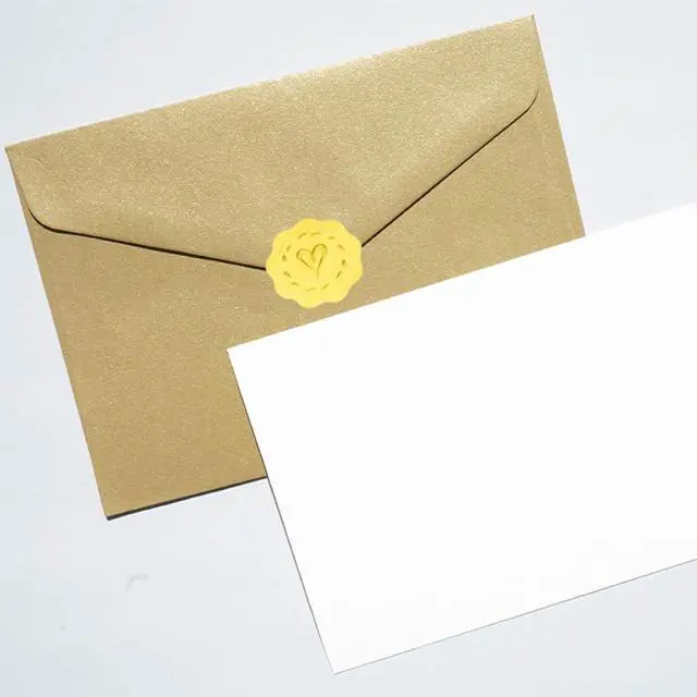 Alt view image 3 of 5 - 300 PCS Gold Embossed Heart Seal Stickers, Self-Adhesive Wax Looking Labels for Wedding Party Envelopes (QX146)