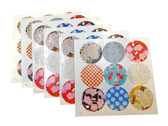 Alt view image 4 of 7 - Japan Style Sealing Sticker,Round Japanese Traditional Pattern Self-Adhesive Universal Sealing Paster Gift Packing Decorative Labels Envelope Seals(10 Sheets,90pcs)