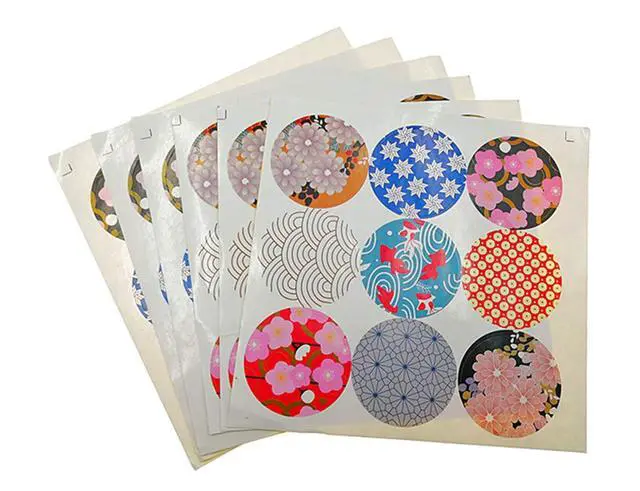Alt view image 2 of 7 - Japan Style Sealing Sticker,Round Japanese Traditional Pattern Self-Adhesive Universal Sealing Paster Gift Packing Decorative Labels Envelope Seals(10 Sheets,90pcs)