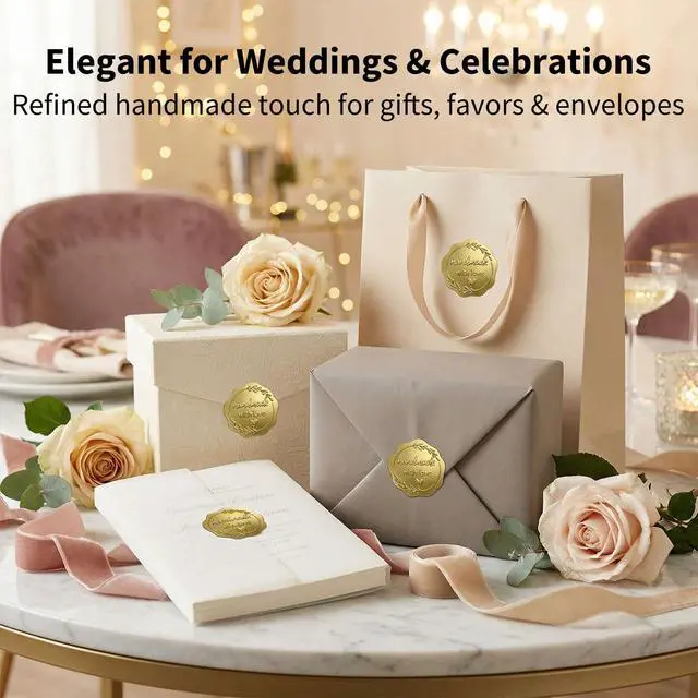 Alt view image 6 of 7 - Handmade with Love Gold Foil Stickers, Pack of 100 Embossed Matte Gold Seals for Bakery Packaging, Treat Bags, Pastry Boxes, Small Business Thank You Labels for Gift Wrapping, 1.7 Inch (Gold)
