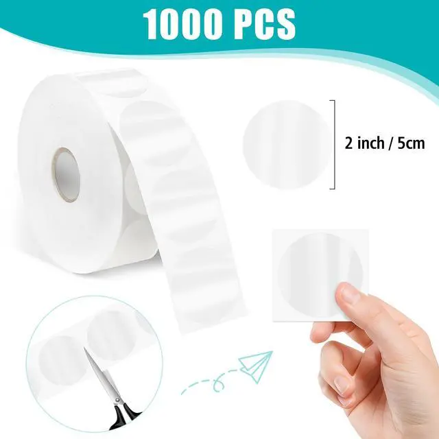 Alt view image 2 of 7 - 1000-Pack Clear Circle Seal Stickers2-Inch Self-Adhesive Wafer Dots Label for Envelopes, Gift Boxes, Mail & Package Sealing | Transparent Round Stickers with Strong Adhesion