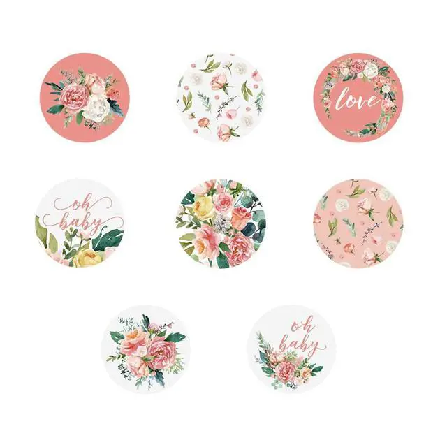 Alt view image 3 of 7 - Floral Stickers, 1'' 25mm Adhesive Labels, 1000pcs Decorative Envelope Seal Stickers for Gifts, Wedding, Birthday, Party, Packaging