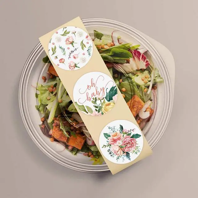 Alt view image 5 of 7 - Floral Stickers, 1'' 25mm Adhesive Labels, 1000pcs Decorative Envelope Seal Stickers for Gifts, Wedding, Birthday, Party, Packaging