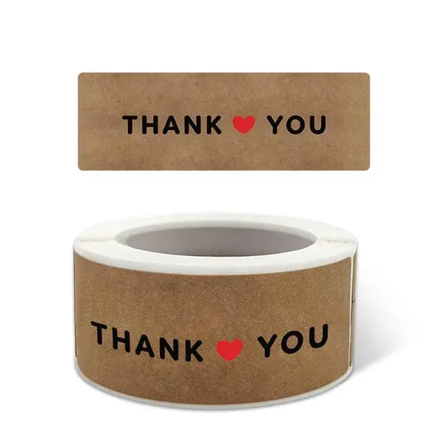 Alt view image 3 of 7 - 720 PCS 1" x 3" Thank You Stickers Rectangle Gift Seal Kraft Paper Thank You Stickers Labels Diary Stationery Stickers for Business Wedding Party Decor Handmade Decoration Sticker (6 Roll, 120 / Roll)