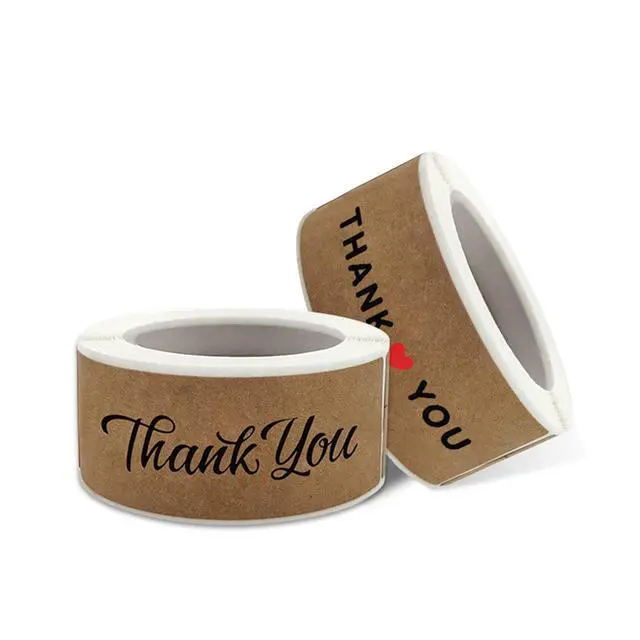 Alt view image 4 of 7 - 720 PCS 1" x 3" Thank You Stickers Rectangle Gift Seal Kraft Paper Thank You Stickers Labels Diary Stationery Stickers for Business Wedding Party Decor Handmade Decoration Sticker (6 Roll, 120 / Roll)