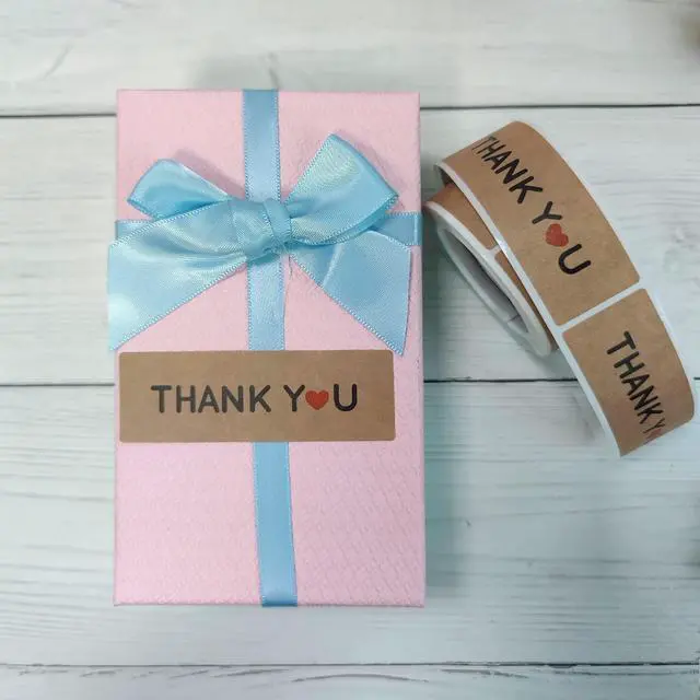 Alt view image 5 of 7 - 720 PCS 1" x 3" Thank You Stickers Rectangle Gift Seal Kraft Paper Thank You Stickers Labels Diary Stationery Stickers for Business Wedding Party Decor Handmade Decoration Sticker (6 Roll, 120 / Roll)