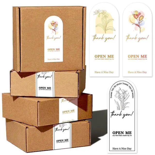 Alt view image 2 of 7 - 150pcs Thank You Labels - Flower Decorative Labels, Gift Tag Stickers, Large & Small Business Packaging, Gift Box Decor