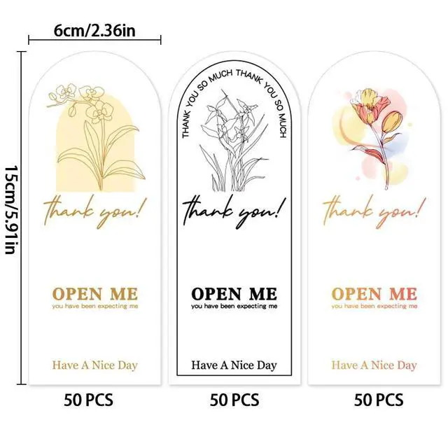 Alt view image 7 of 7 - 150pcs Thank You Labels - Flower Decorative Labels, Gift Tag Stickers, Large & Small Business Packaging, Gift Box Decor