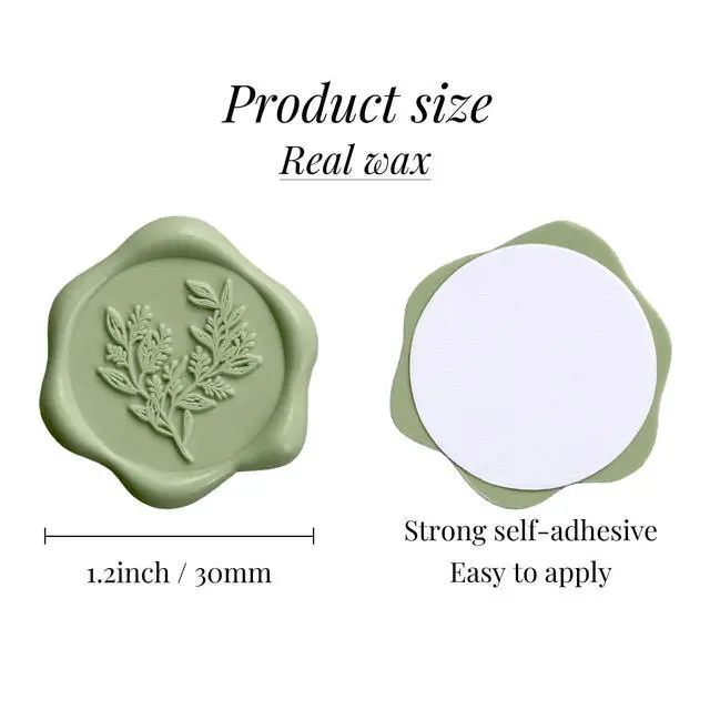 Alt view image 3 of 7 - Wax Seal Stickers - Eucalyptus Wedding Invitation Envelope Seal Stickers, 50 Pcs Self- Adhesive Sage Green Stickers, Perfect for Invitation, Christmas, Gift Wrapping