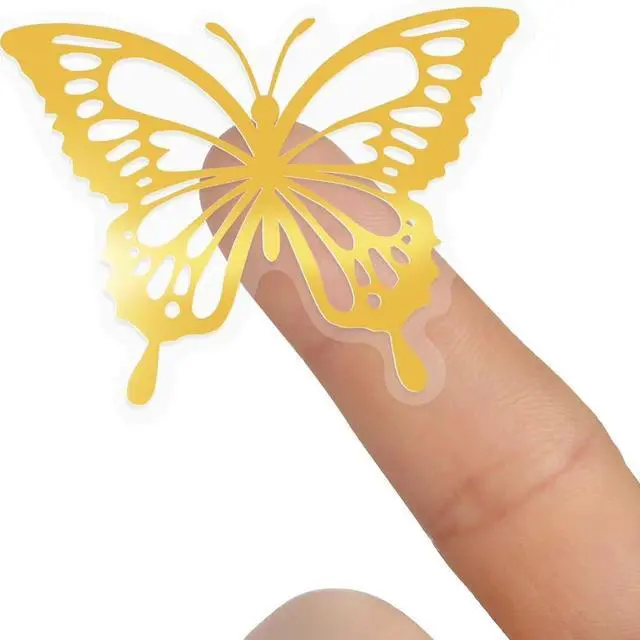 Alt view image 2 of 6 - 500Pcs Gold Foil Butterfly Stickers, Clear Waterproof Vinyl Labels, Elegant Transparent Butterfly Decals for Envelope Seals, Gift Bags, Wedding, Party Decor, Scrapbook and DIY Crafting