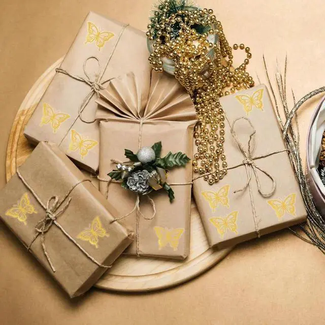 Alt view image 3 of 6 - 500Pcs Gold Foil Butterfly Stickers, Clear Waterproof Vinyl Labels, Elegant Transparent Butterfly Decals for Envelope Seals, Gift Bags, Wedding, Party Decor, Scrapbook and DIY Crafting