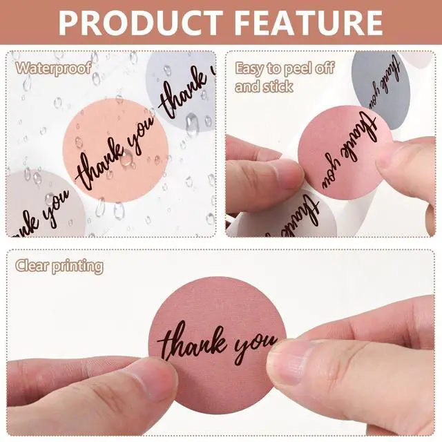 Alt view image 3 of 7 - 500 Pcs Thank You Stickers Roll, Morandi Boho 6 Colors with Bold Font, 1.5 Inch Round Waterproof Self-Adhesive Labels for Small Business Packaging, Gift Boxes, Bags, Envelopes & Shipping Orders