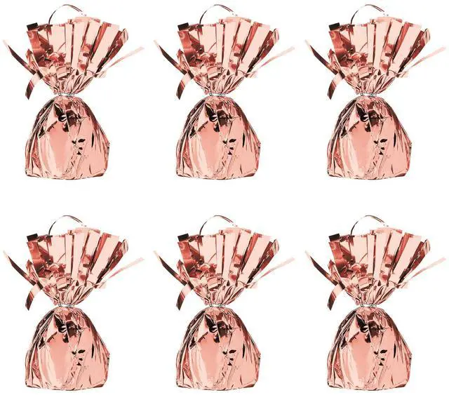 Main image of Metallic Wrapped Balloon Weight 6 Pack, Rose Gold Balloon Centerpiece Bouquet Holders, Party Decoration Accessories for Birthdays, Weddings, Graduations, and Retirement Celebrations, 6 Oz