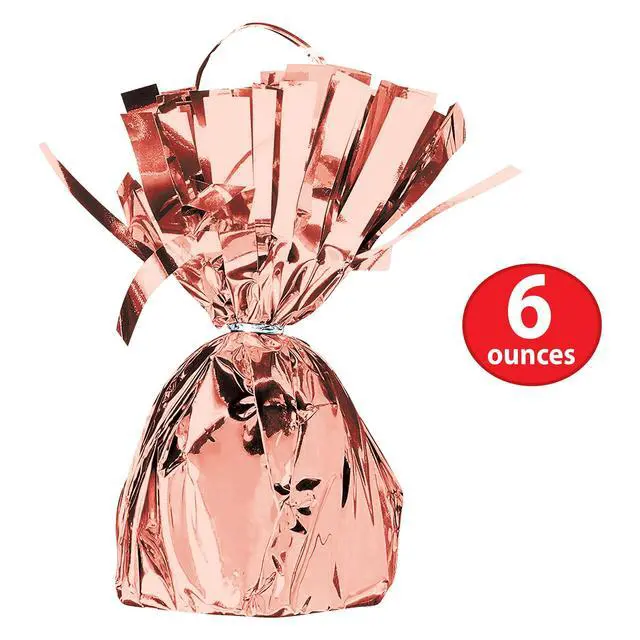 Alt view image 2 of 7 - Metallic Wrapped Balloon Weight 6 Pack, Rose Gold Balloon Centerpiece Bouquet Holders, Party Decoration Accessories for Birthdays, Weddings, Graduations, and Retirement Celebrations, 6 Oz