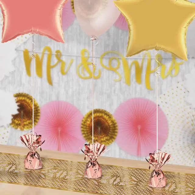 Alt view image 5 of 7 - Metallic Wrapped Balloon Weight 6 Pack, Rose Gold Balloon Centerpiece Bouquet Holders, Party Decoration Accessories for Birthdays, Weddings, Graduations, and Retirement Celebrations, 6 Oz