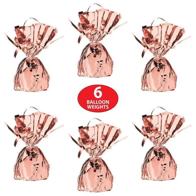 Alt view image 4 of 7 - Metallic Wrapped Balloon Weight 6 Pack, Rose Gold Balloon Centerpiece Bouquet Holders, Party Decoration Accessories for Birthdays, Weddings, Graduations, and Retirement Celebrations, 6 Oz