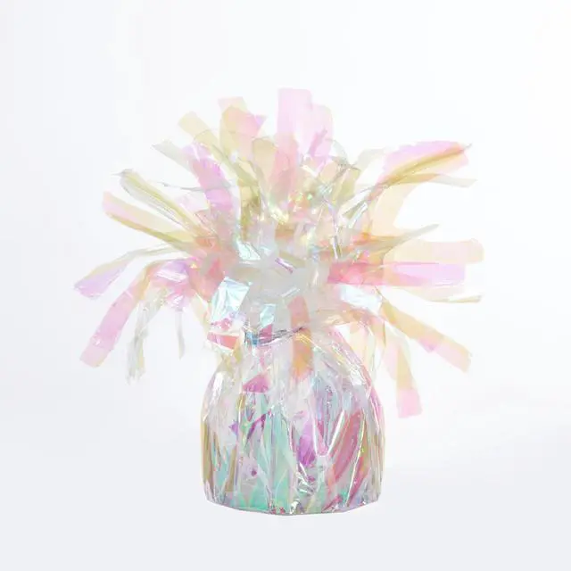 Alt view image 2 of 7 - Balloon Weights - 9 Pack with Curling Ribbon Lridescent 100g, Metallic Balloon Anchor Set for Helium Balloons, Heavy Duty Balloon Holders for Party Decorations Birthday Wedding Events