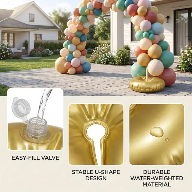 Alt view image 3 of 7 - 4Pcs Balloon Arch Weights, U-Shape Water Bags for Balloon Stand Weights and Arch Weights, Durable PVC Material for Party Decorations and Event Setup