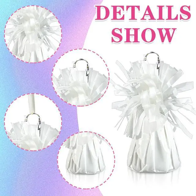 Alt view image 7 of 7 - 9 PCS Metallic Wrapped Balloons Weights White Helium Balloon Weight Balloon Anchors for Graduation Birthday Wedding Indoor Outdoor Celebrations