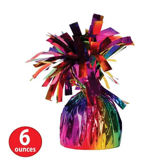 Alt view image 2 of 7 - Rainbow Metallic Wrapped Balloon Weights 6 Oz Table Decor 6 Pack | 6 Ounce Metallic Balloon Weights in Assorted Rainbow Colors for Balloon Bouquets Centerpieces and Birthdays Celebrations