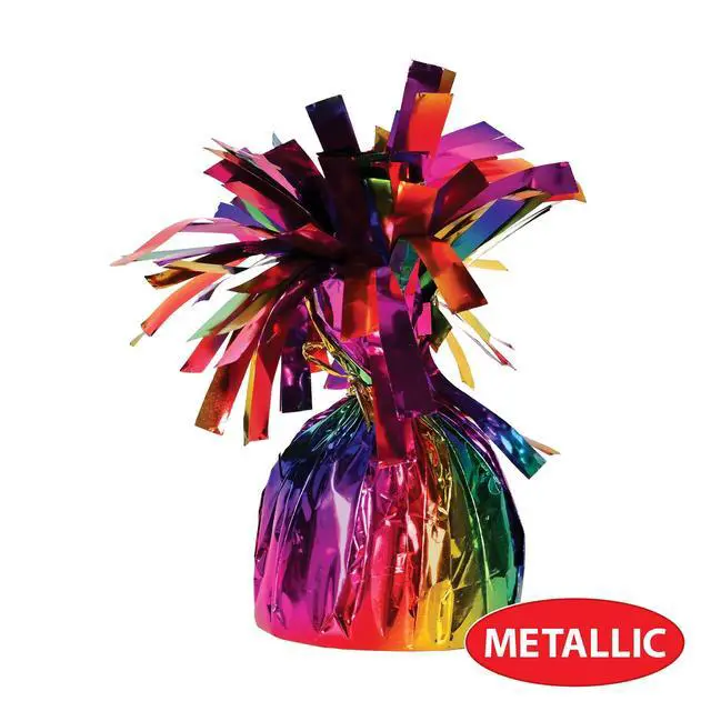 Alt view image 3 of 7 - Rainbow Metallic Wrapped Balloon Weights 6 Oz Table Decor 6 Pack | 6 Ounce Metallic Balloon Weights in Assorted Rainbow Colors for Balloon Bouquets Centerpieces and Birthdays Celebrations
