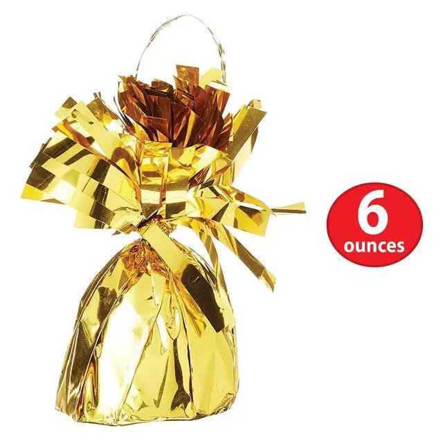 Alt view image 2 of 7 - Metallic Wrapped Balloon Weight 6 Pack, Gold Balloon Centerpiece Bouquet Holders, Party Decoration Accessories for Birthdays, Weddings, Graduations, and Retirement Celebrations, 6 Oz