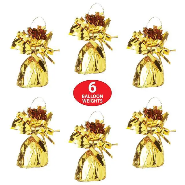 Alt view image 4 of 7 - Metallic Wrapped Balloon Weight 6 Pack, Gold Balloon Centerpiece Bouquet Holders, Party Decoration Accessories for Birthdays, Weddings, Graduations, and Retirement Celebrations, 6 Oz