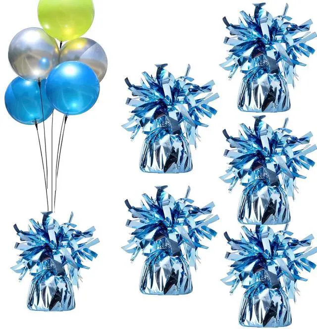 Main image of Aluminum Foil Balloon Weights for Parties (6 pcs) - 0.31lb (140g) Each - Premium Balloon Anchors for Birthday, Wedding, Dinner, Indoor & Outdoor DecorationsLight Blue 6pcs