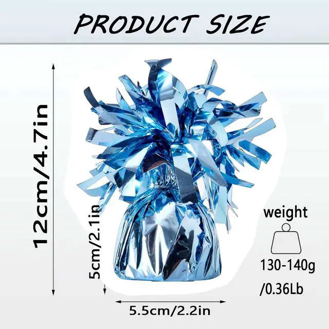 Alt view image 2 of 5 - Aluminum Foil Balloon Weights for Parties (6 pcs) - 0.31lb (140g) Each - Premium Balloon Anchors for Birthday, Wedding, Dinner, Indoor & Outdoor DecorationsLight Blue 6pcs