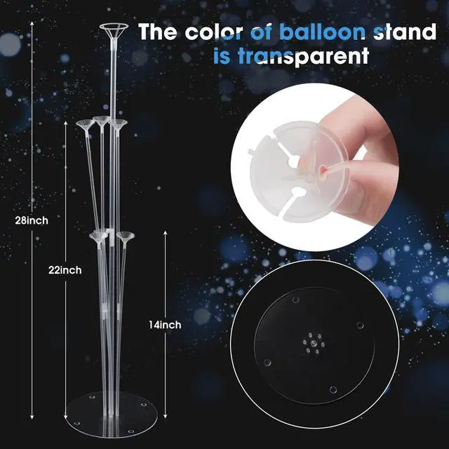 Alt view image 3 of 7 - 4 Sets Balloon Stand Kits, Balloon Sticks Holder with Base for Table Graduation Birthday Baby Shower Gender Reveal Party Decorations