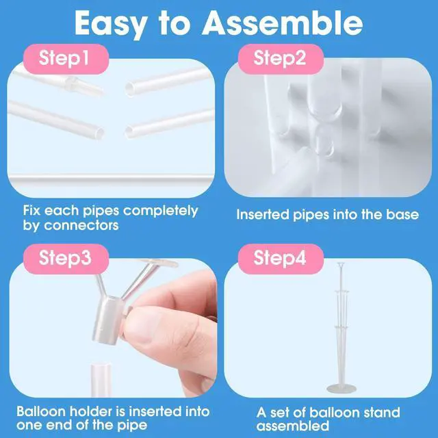 Alt view image 4 of 7 - 4 Sets Balloon Stand Kits, Balloon Sticks Holder with Base for Table Graduation Birthday Baby Shower Gender Reveal Party Decorations