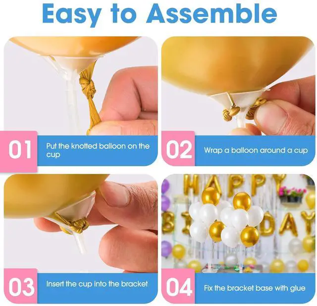 Alt view image 5 of 7 - 4 Sets Balloon Stand Kits, Balloon Sticks Holder with Base for Table Graduation Birthday Baby Shower Gender Reveal Party Decorations