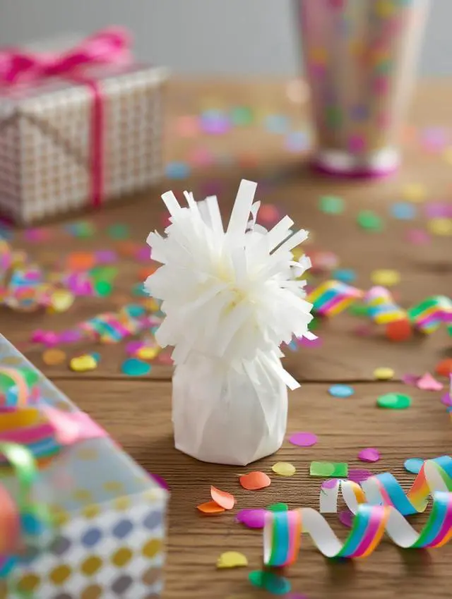 Alt view image 3 of 7 - Aluminum Foil Balloon Weights for Parties (6 pcs) - 0.31lb (140g) Each - Premium Balloon Anchors for Birthday, Wedding, Dinner, Indoor & Outdoor Decorations(White 6pcs)