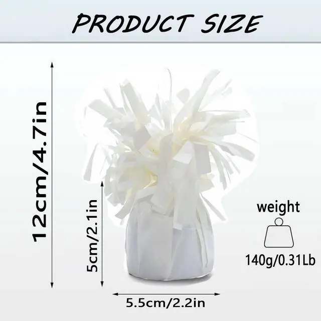 Alt view image 2 of 7 - Aluminum Foil Balloon Weights for Parties (6 pcs) - 0.31lb (140g) Each - Premium Balloon Anchors for Birthday, Wedding, Dinner, Indoor & Outdoor Decorations(White 6pcs)
