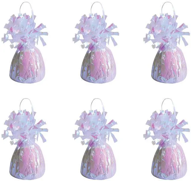 Main image of Wrapped Balloon Weight 6 Pack, Opalescent Balloon Centerpiece and Bouquet Holders, Party Decoration Accessories and Event Décor for Birthdays, Weddings and Graduation Parties, 6 Oz