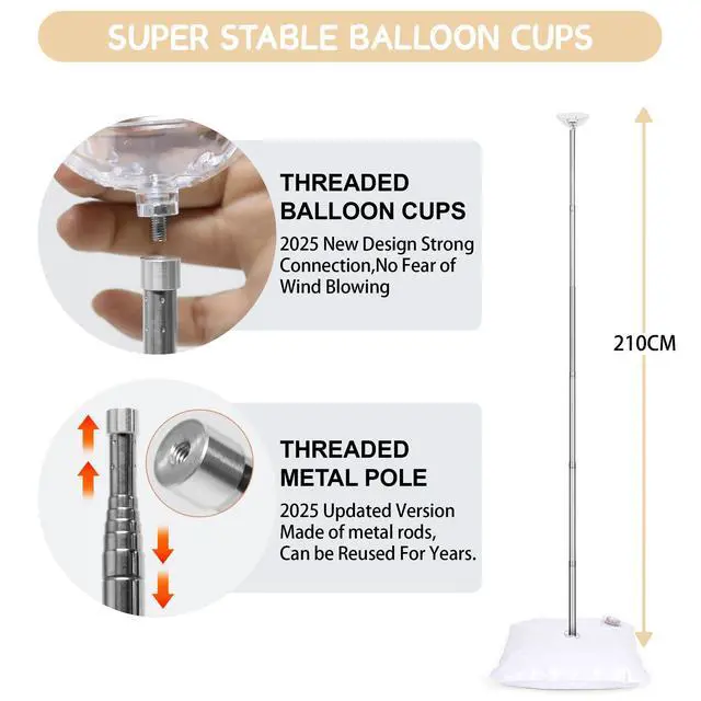 Alt view image 3 of 7 - 2 Sets Balloon Column Stand Kit with Reusable Metal Telescopic | 7 Feet Height Adjustable Balloon Tower Pillar for Graduation, Wedding, Baby Shower, Birthday Party Decoration