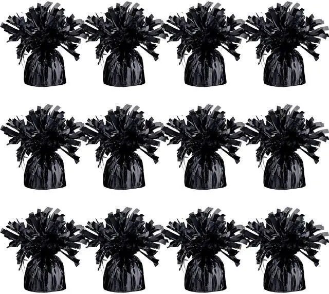 Main image of Black Balloon Weights, Heavy Balloon Weight Pack of 12 Metallic Foil Weights for Balloons, Birthday Party & Wedding Table Centerpiece Ballon Weight 4.8 DIY Ballon Weights for Helium Balloons