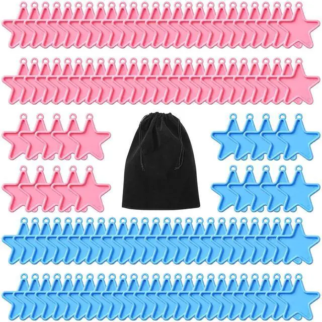 Main image of 120 Pcs Balloon Weights Small Plastic, Plastic Balloon Weights Bulk for Birthday Party Decoration with Black Velvet Storage Bag (Star Shaped, 60 Pink & 60 Blue)