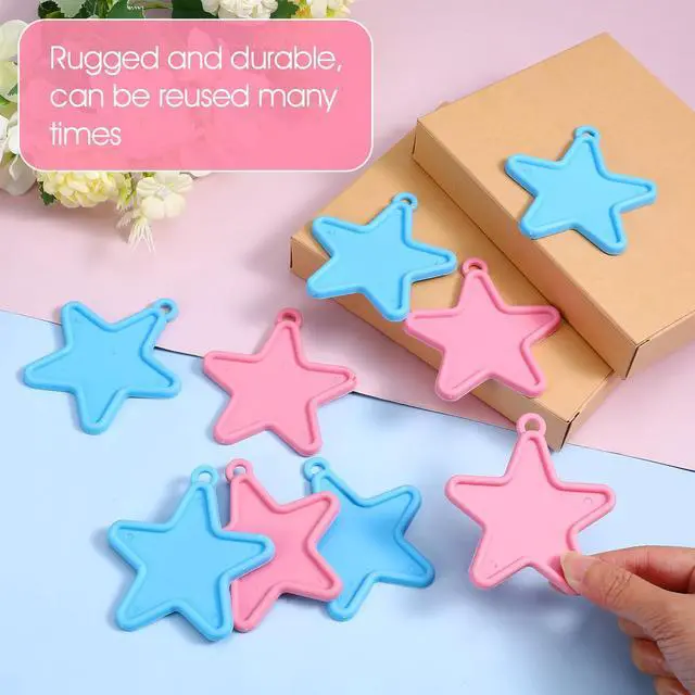 Alt view image 3 of 7 - 120 Pcs Balloon Weights Small Plastic, Plastic Balloon Weights Bulk for Birthday Party Decoration with Black Velvet Storage Bag (Star Shaped, 60 Pink & 60 Blue)