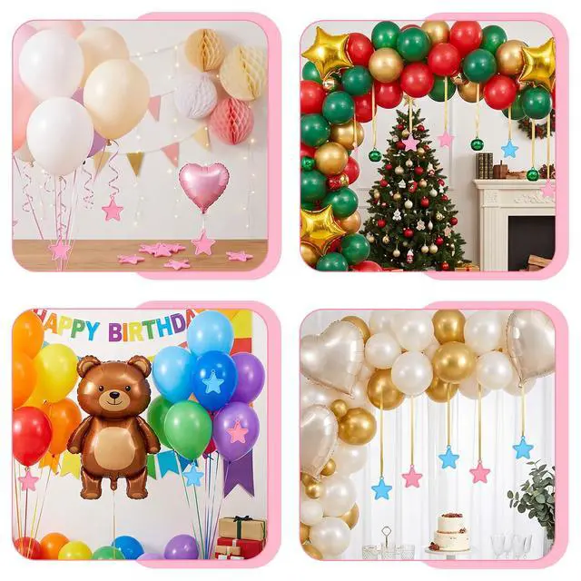 Alt view image 7 of 7 - 120 Pcs Balloon Weights Small Plastic, Plastic Balloon Weights Bulk for Birthday Party Decoration with Black Velvet Storage Bag (Star Shaped, 60 Pink & 60 Blue)