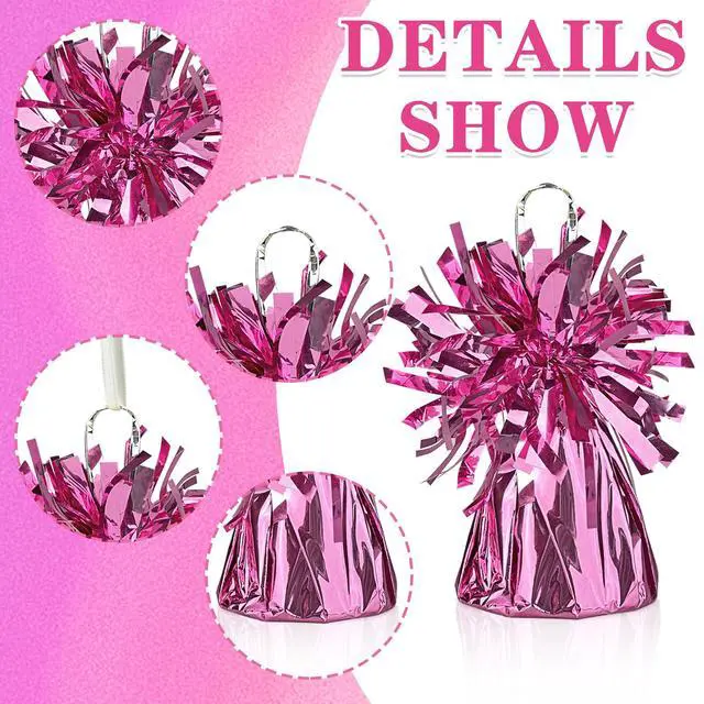 Alt view image 3 of 6 - 9 PCS Metallic Wrapped Balloons Weights Pink Helium Balloon Weight Balloon Anchors for Graduation Birthday Wedding Indoor Outdoor Celebrations