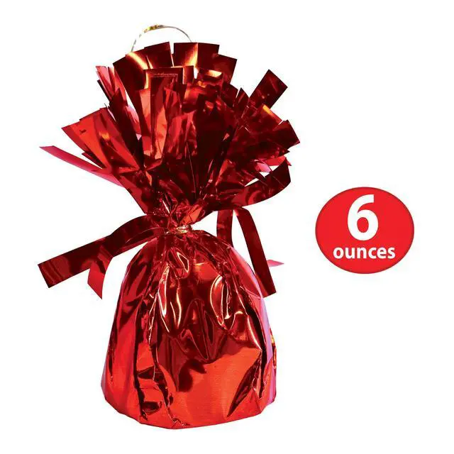 Alt view image 2 of 7 - Metallic Plastic Wrapped Balloon Weight Holders For Birthday Party Decorations, Red - 6 Piece