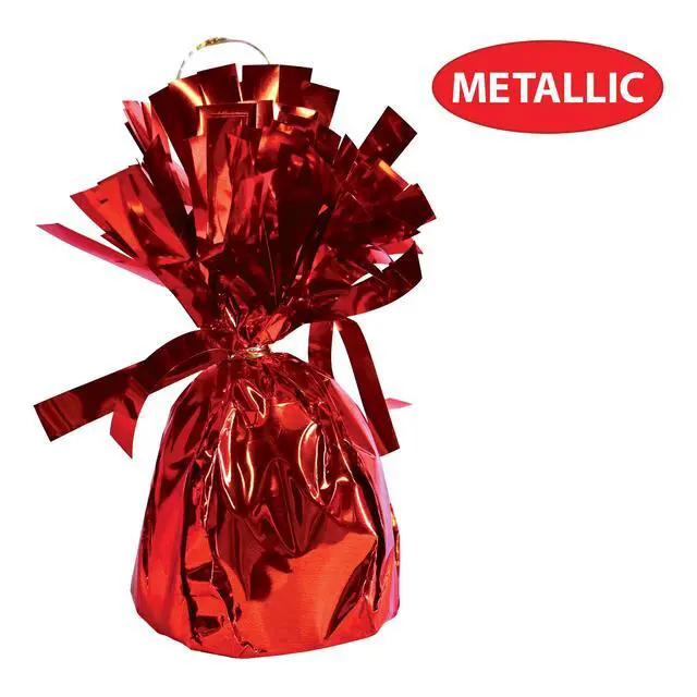 Alt view image 3 of 7 - Metallic Plastic Wrapped Balloon Weight Holders For Birthday Party Decorations, Red - 6 Piece