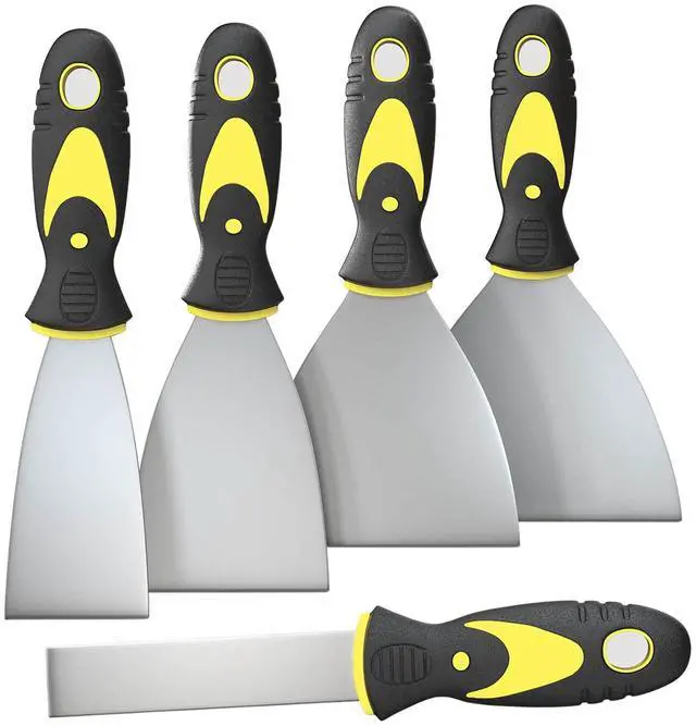 Main image of 5Pcs Putty Knife, Set, 1" 2" 3" 4" 5" Scraper, Spackle Knife, Paint Scraper, Scraper Tool, No Rusting, Perfect For Repairing Drywall, Removing Wallpaper, Mud, Plaster Scraping