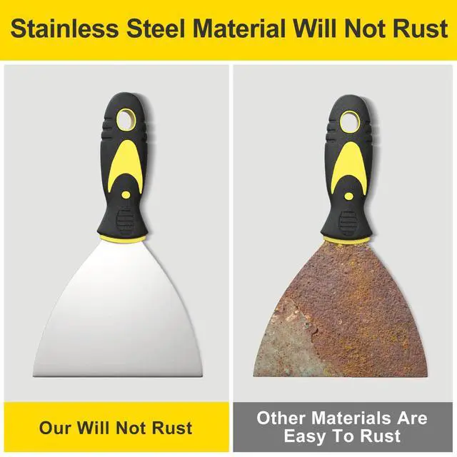 Alt view image 3 of 6 - 5Pcs Putty Knife, Set, 1" 2" 3" 4" 5" Scraper, Spackle Knife, Paint Scraper, Scraper Tool, No Rusting, Perfect For Repairing Drywall, Removing Wallpaper, Mud, Plaster Scraping